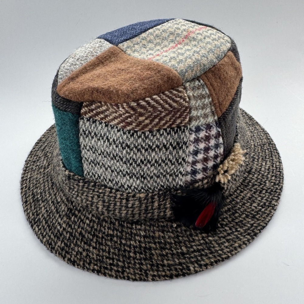 HANNA‎ HATS Walking Hat Patchwork Tweed Wool Adult Small Irish Donegal Ireland